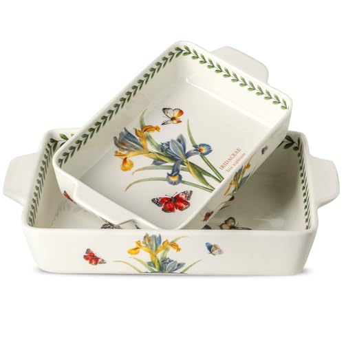Large 2 pieces 8x13 inch & 6x10 inch Lasagna Baking Dish and Middle Flower Andplant Baking Pan