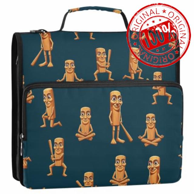 ALAZA Brainrot Tung Tung Tung Sahur (9) 3 Ring School Zipper Binder 500 Sheets Expanding File Folder Bag Case Briefcase with Shoulder Strap