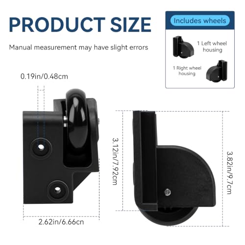 Left Right Wheel Housing Kit                                                          Heavy Duty Wheel Kit with 2 Rubber Luggage Wheels