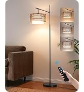 EDISHINE 78.3″ Modern Arc Floor Lamp with Remote, Tall Black Standing Lamp with Stepless Dimmable...