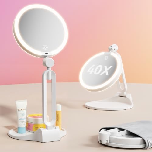 1X/40X Magnification Double Sided Lighted Mirror
