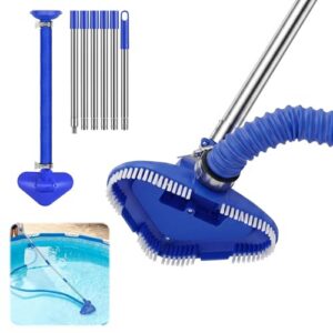 Manual Pool Vacuum with 8FT Telescopic Pole & 13FT Extendable Pipe - Fits Above Ground Pools up to 15f