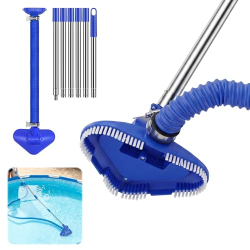 Manual Pool Vacuum with 8FT Telescopic Pole & 13FT Extendable Pipe - Fits Above Ground Pools up to 15f