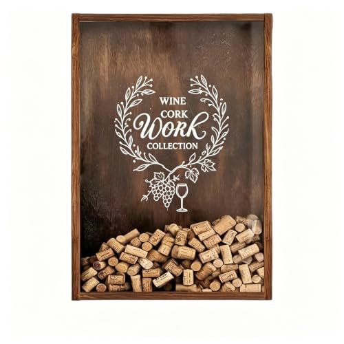 16" x 11" Rustic Wooden Wine Cork Collector Display Case with Top Slot