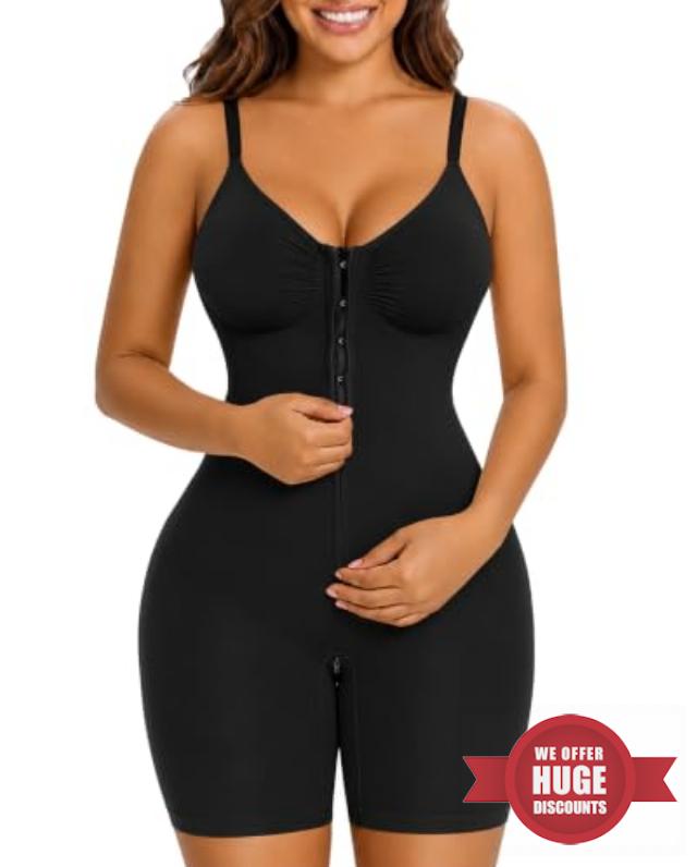 SHAPERX Women’s Seamless Faja Shapewear Bodysuit Tummy Control Bonded Panel                                                          Zip-Up Body Shaper with Zipper Crotch