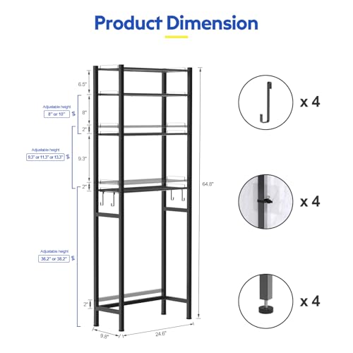with Adjustable Height Freestanding Shelf Space Saver