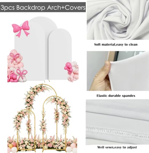 Metal Arch Backdrop Stand and Cover Set of 3