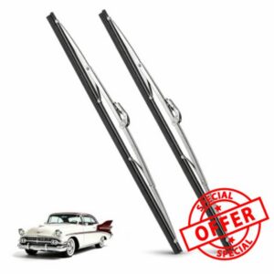 2 Pcs 15" Classic Silver Stainless Wiper Blades for 7mm Bayonet Wiper Arms                                                          Bayonet Type Wiper Blades Vintage Style Windshield Wipers for Classic Cars & Boats Polished Stainless Steel