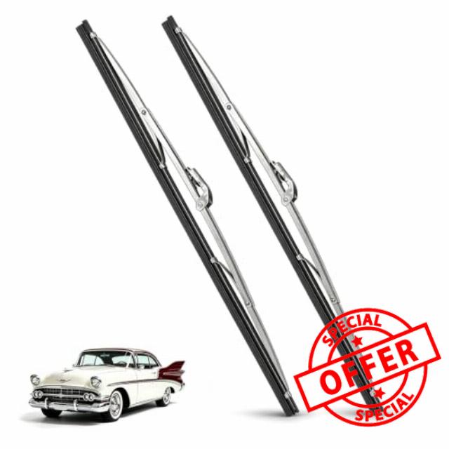 2 Pcs 15" Classic Silver Stainless Wiper Blades for 7mm Bayonet Wiper Arms                                                          Bayonet Type Wiper Blades Vintage Style Windshield Wipers for Classic Cars & Boats Polished Stainless Steel