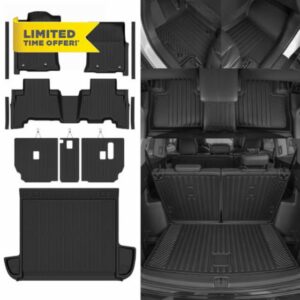 Custom Fit Floor Mats for 2010-2012 Toyota 4Runner 5 Seats | (Not for 7 Seats) All Weather TPE Floor Liners & Trunk Mat & Backrest Mats & Door Sill Guard | Full Set Interior Accessories
