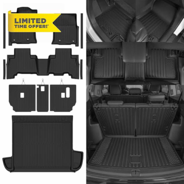 Custom Fit Floor Mats for 2010-2012 Toyota 4Runner 5 Seats | (Not for 7 Seats) All Weather TPE Floor Liners & Trunk Mat & Backrest Mats & Door Sill Guard | Full Set Interior Accessories
