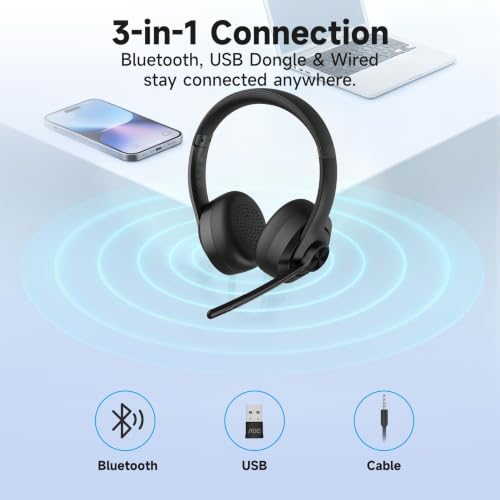 Bluetooth 5.4 Computer Headphones. | with USB-A Dongle