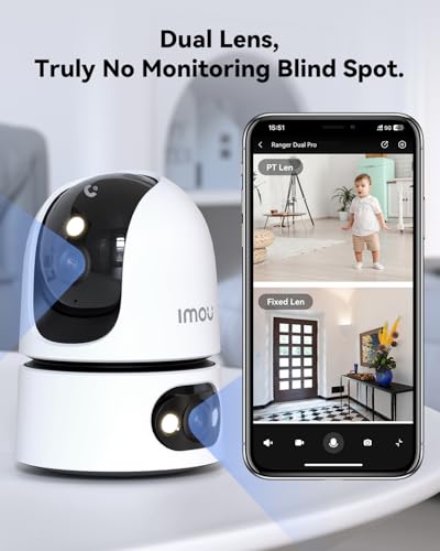 Dual-Lens 360°Pan-Tilt Baby Monitor & Pet Camera for Home Security