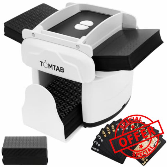TOMTAB Card Shuffler Machine 1-4 Deck Automatic Rechargeable | Anti-Jam