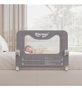 Kincongi Bed Rail for Toddlers, 47 Inch Swing Down Bed Rail for Baby with Wider U-Shape Base, Bre...
