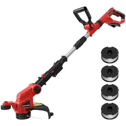 Cordless String Trimmer with 4 Line Spools for Lawn