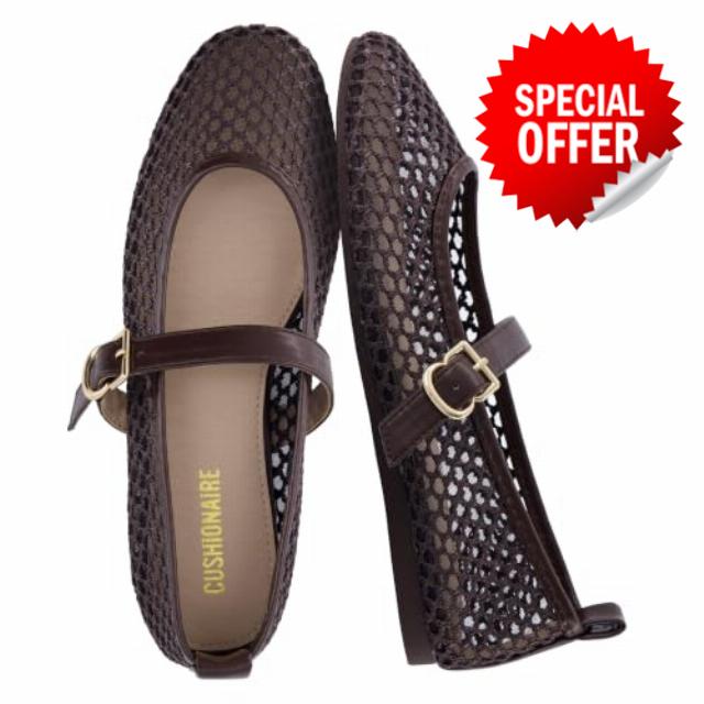 CUSHIONAIRE Gracie Mesh Mary Jane Flats for Women