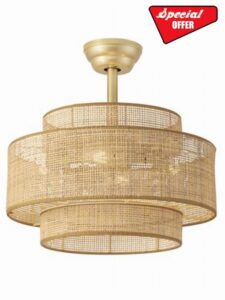 Boho Fandelier Ceiling Fan with Light Rattan Chandelier Fan Remote | Remote - Flush Mount Low Profile