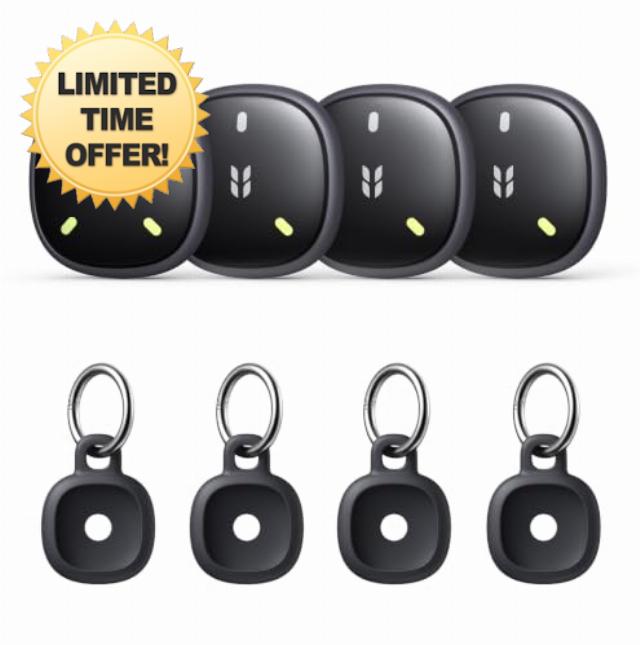 UGREEN FineTrack Mini2 Air Tracker Tags (iOS Only) 4 Pack | Bluetooth Tracker Compatible with Apple Find My
