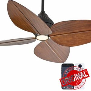 52" Tropical Palm Leaf Ceiling Fan with Lights (Dark Brown) | 3-Color Dimmable LED