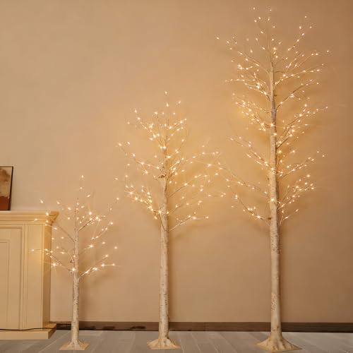 4FT 6FT 8FT Prelit Artificial Christmas Tree with Warm White LED Lights