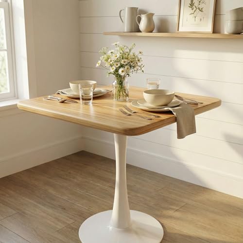 Tulip Bistro Table with White Metal Pedestal Base