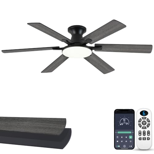 54 Inch Low Profile Ceiling Fan with Light and Remote Control