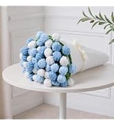 Ivydale Crochet Flower Bouquet Throw Blanket, Handmade Knitted Blanket with Rose Flowers, Cute Ro...