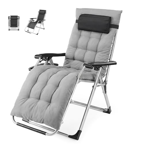 Folding Patio Recliner with Cup Holder Trays | Portable Patio Chairs
