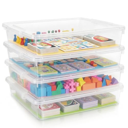 Large Plastic Storage Bins with Latching Lid (14x13.5x3.15 in)