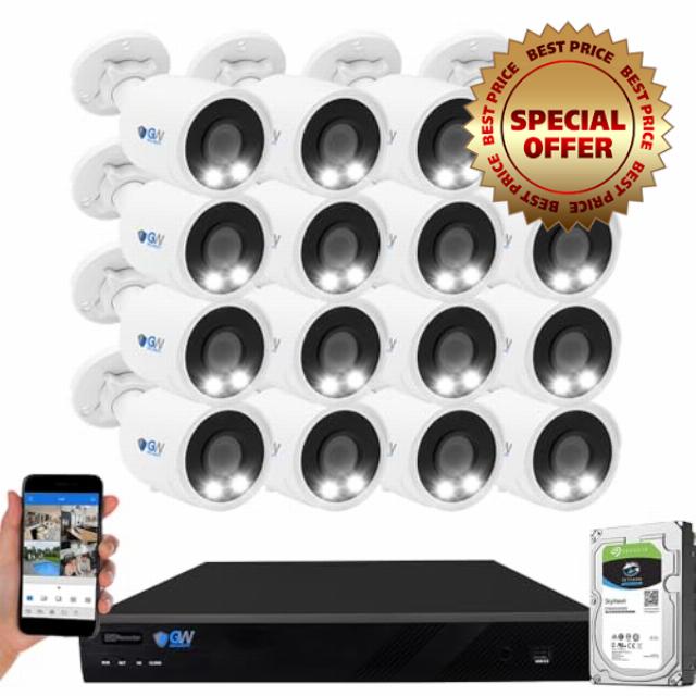 GW 4K Outdoor/Indoor Face Recognition Acusearch AI Security Camera System                                                          16 Channel 12MP PoE NVR