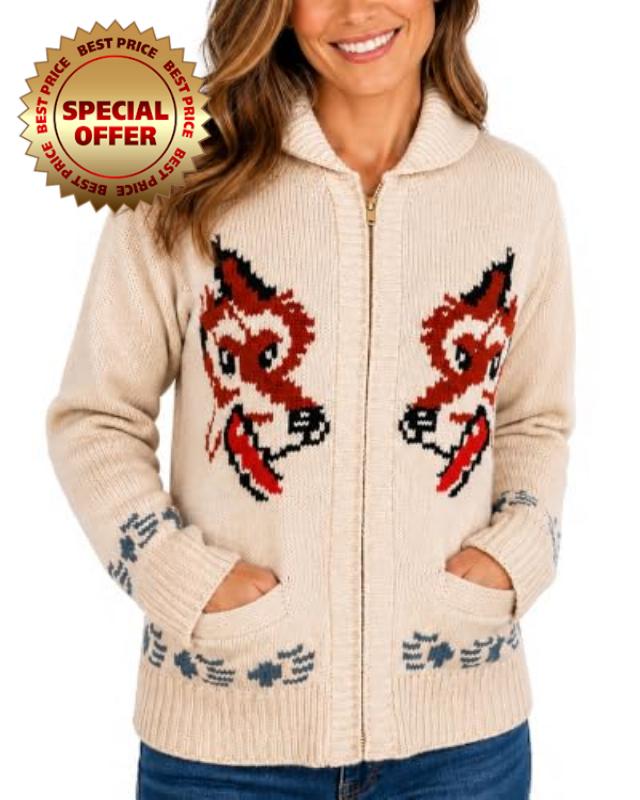 Wolf Fox Cardigan Sweater for Men Women
