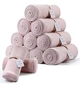 12 Pack Light Pink Flannel Throw Blankets Bulk 50 x 60 Inch with to Have to Hold Card and Rope We...