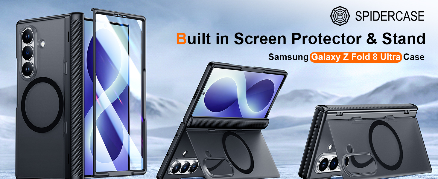 SPIDERCASE for samsung galaxy z fold 8 ultra case with built-in kickstand
