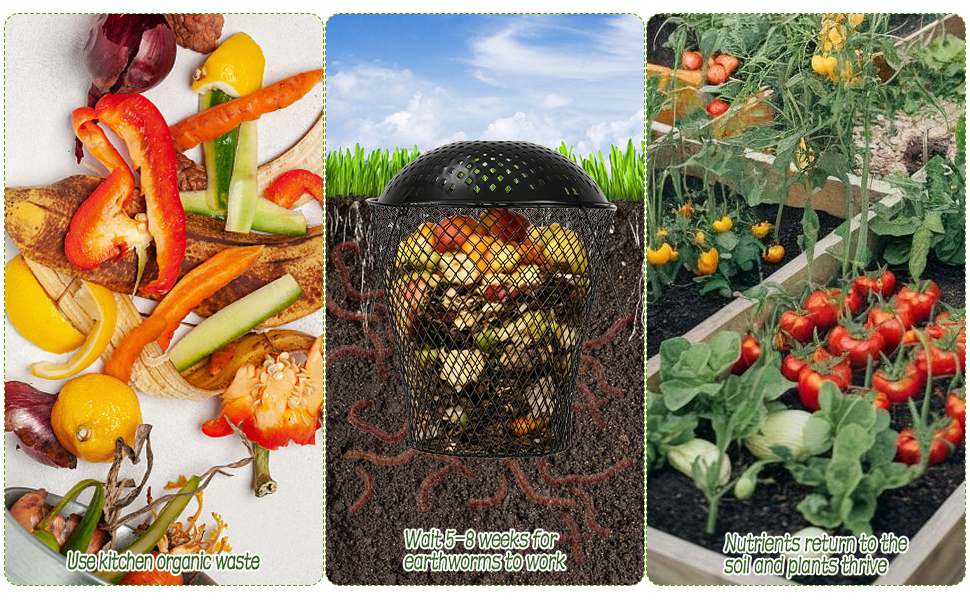 Metal Worm Farm Compost Bin Outdoor for Recycling Kitchen Food