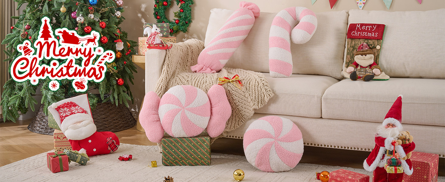 Christmas Candy Throw Cushion