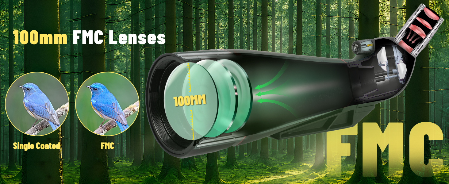 25-75x70 continuous zoom birdwatching spotting scope with tripod with BAK4 Prism & FMC Lens