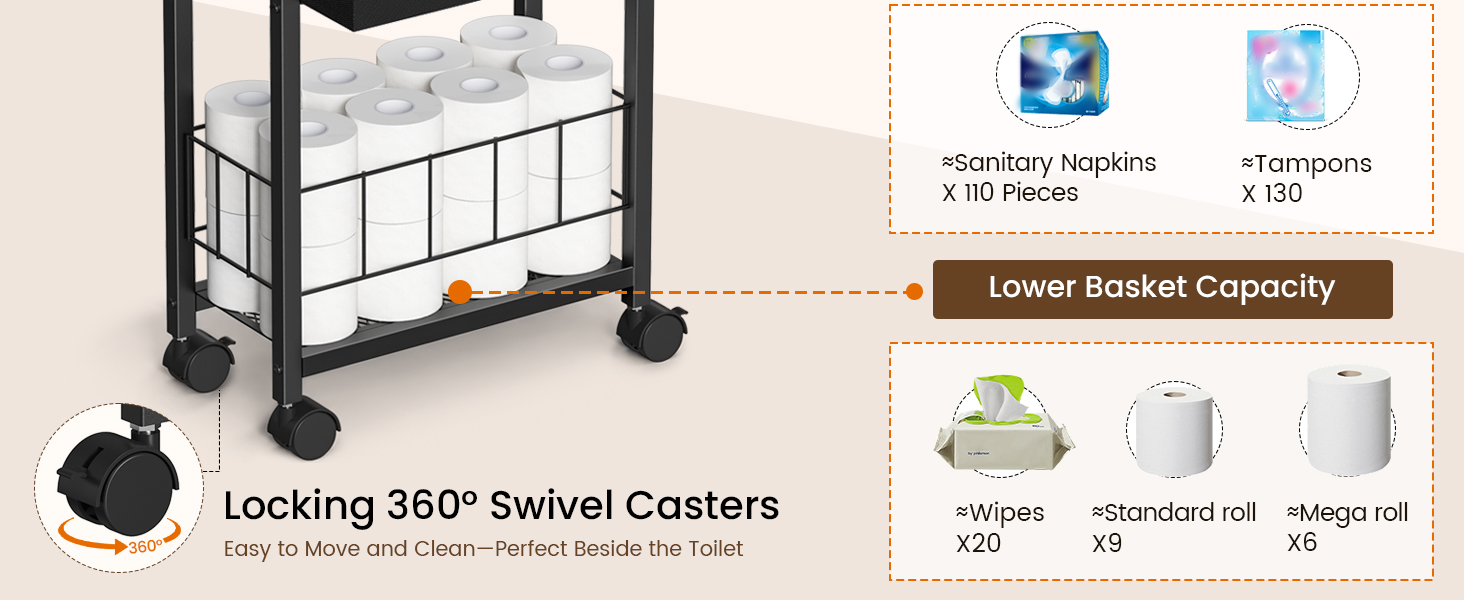 toilet paper holder with large basket