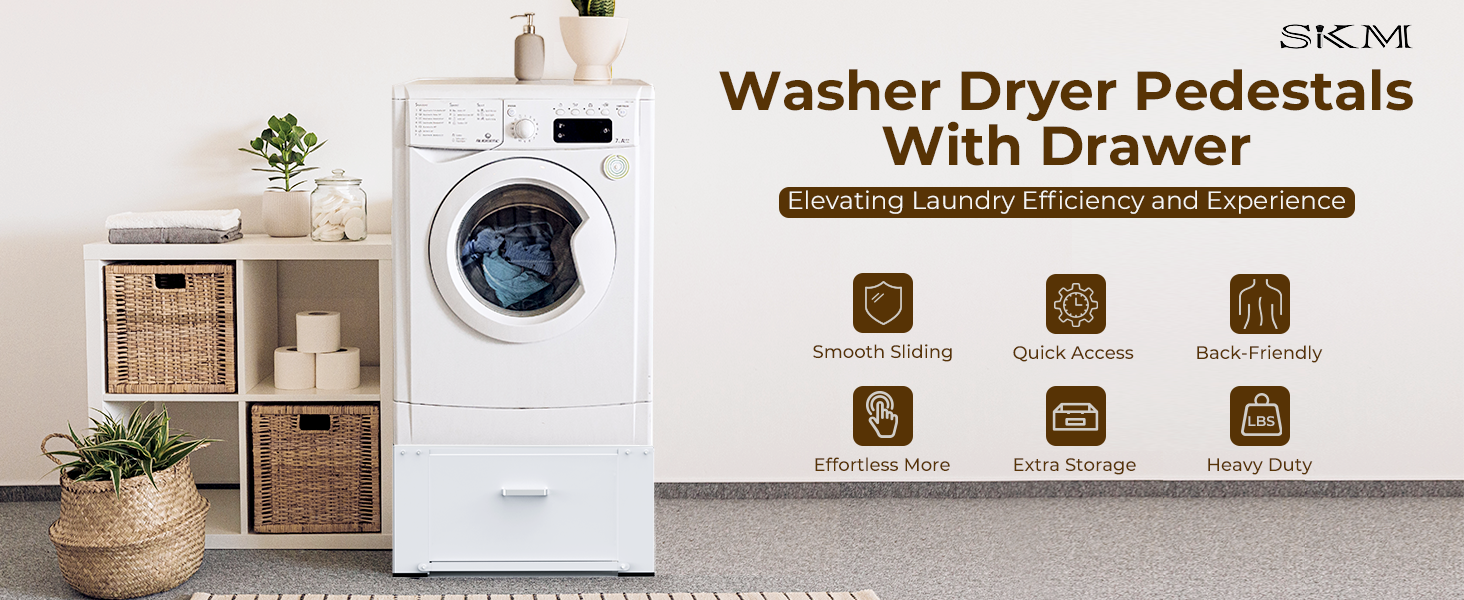 J28C-2W1-01 Washer Dryer Pedestals with Drawer