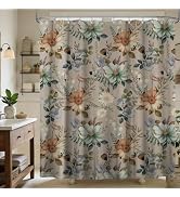 soeeao Sage Green Vintage Shower Curtain Leaf Botanical Shower Curtains for Bathroom Decor Sets, ...