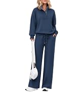 Casly Lamiit Women's 2 Piece Lounge Set 2026 Fall Travel SweatSuits Outfits | Long Sleeve, Wide L...
