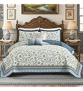 FineStichery 100% Cotton Queen Quilt Set, Farmhouse Striped Bedspread Coverlet, Quilted Reversibl...