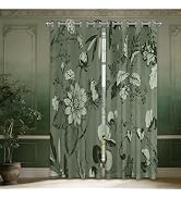 soeeao Brown Vintage Botanical Blackout Curtains Patterned Tan Plant and Khaki Leaf Window Drapes...