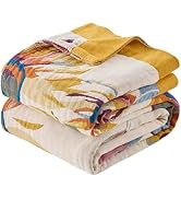ERZVND Boho Throw Blanket Reversible Muslin Bohemian Tapestry, Flower Decorated Bohemian Sofa Bla...