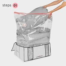Vacuum storage bag with semi-rigid structured box