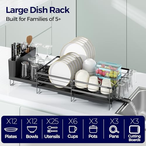 Multifunctional Dishrack with Utensil & Cup Holder