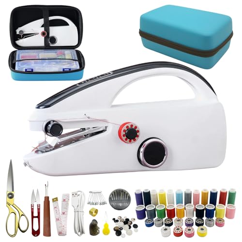 with Blue Leather Storage Case and 110-Piece Sewing Kit