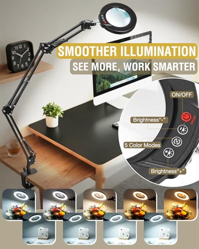 Hands Free Lighted Magnifier with Stand for Repair Craft Close Work
