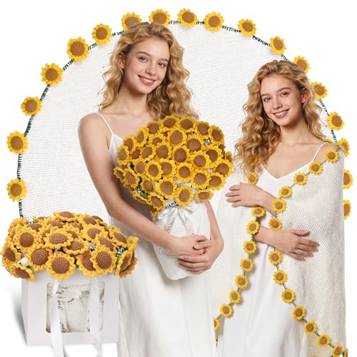 Knitted Soft Cozy Flower Blanket Bouquet