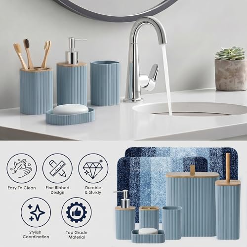 Blue Gradient Bathroom Set with Shower Curtain